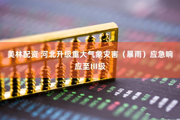 美林配资 河北升级重大气象灾害（暴雨）应急响应至Ⅲ级