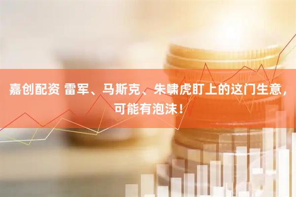 嘉创配资 雷军、马斯克、朱啸虎盯上的这门生意，可能有泡沫！